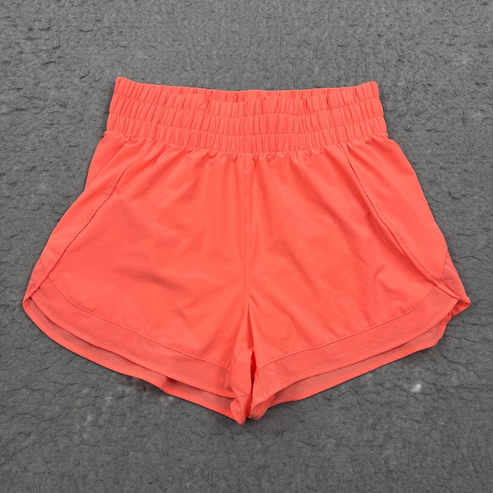 Athleta Mesh Racer Run 3" Shorts Womens Small Coral Pink Lined Hiking Gym Sports